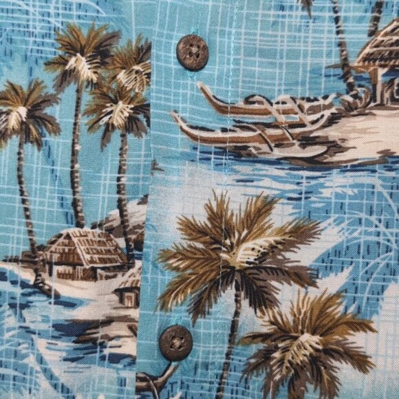 Island Shores Hawaiian Short Sleeve Buttoned Shirt Tropical Beach Palm Size XXL - Picture 6 of 11